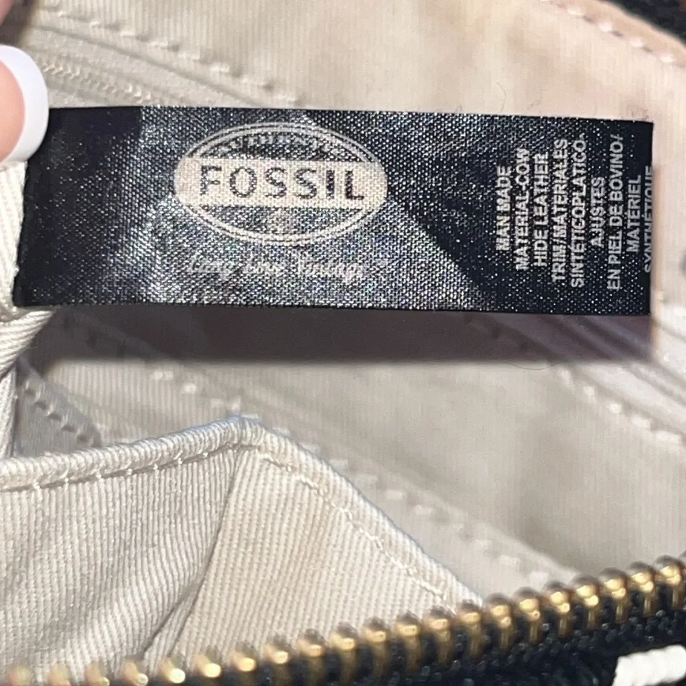 Fossil Sydney signature clutch crossbody in black and bone leather NWOT